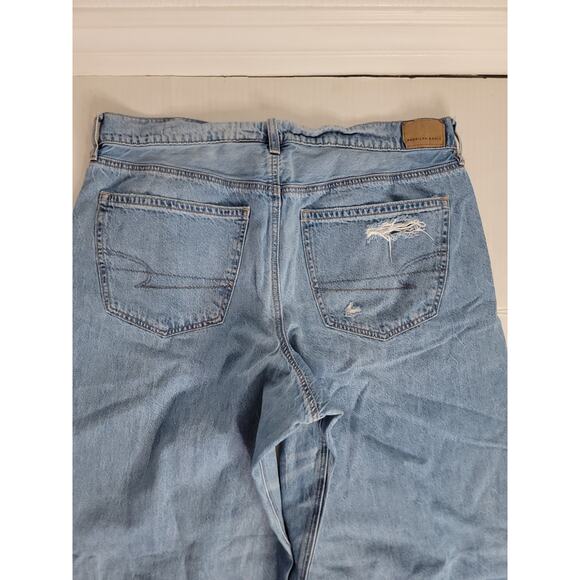 AMERICAN EAGLE Jeans Sz 14 Super High Rise Ultra Wide Leg Drapey Distressed - Picture 11 of 12